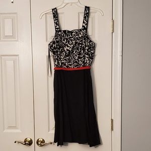 Black, white and red party dress